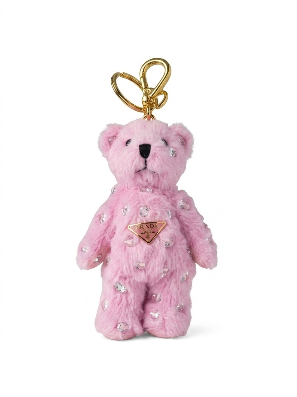 Pink Crystal Teddy Bear Keychain